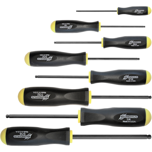 Ball Driver Screwdriver Sets - SAE, 8 Pcs. Ontario Packaging