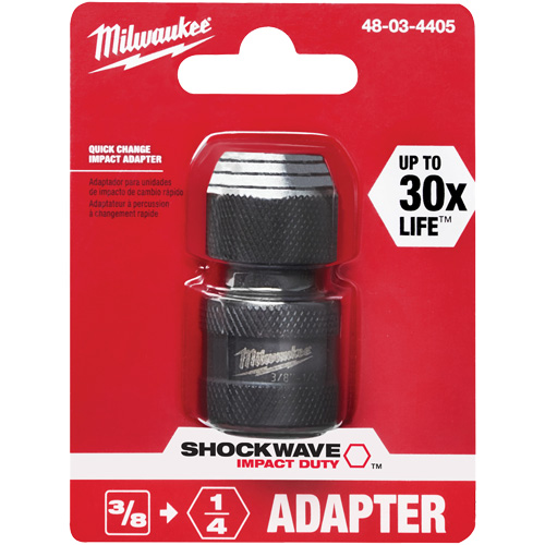 Adaptateur de douille carr&eacute;e &agrave; hexagonale pour tournevis &agrave; percussion Shockwave, Chocs, Prise 1/4", Douille 3/8", 1,875" lo Ontario Packaging