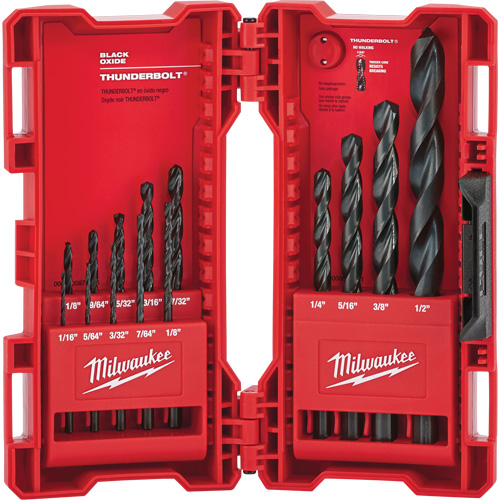 Jeu de forets &eacute;tag&eacute;s Thunderbolt, 14 morceaux, Acier Ontario Packaging