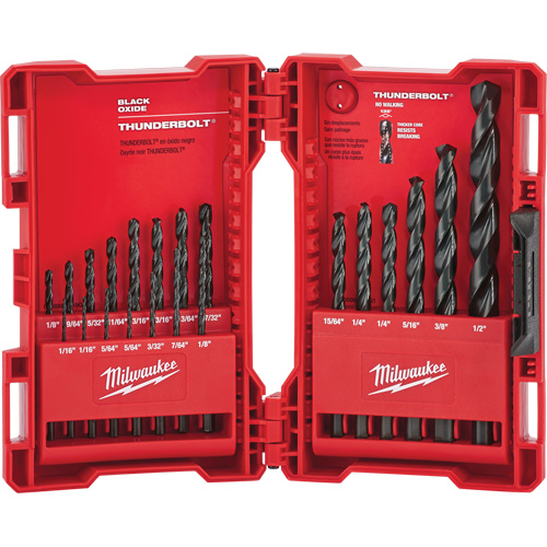 Thunderbolt&reg; Jobber Drill Bit Set, 21 Pieces, Alloy Steel Ontario Packaging