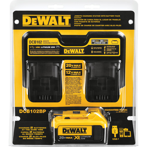 Max Jobsite Charging Station & 4.0 Ah Battery Pack, 12 V/20 V, Lithium-Ion Ontario Packaging