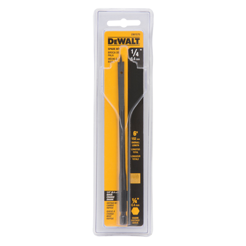 Spade Drill Bit, 1/4" Diameter, 1/4" Shank, 6" Length Ontario Packaging