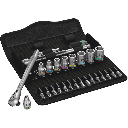 Zyklop Metric Metal Ratchet with Switch Lever Set, 28 Pcs, 1/4" Drive Size Ontario Packaging
