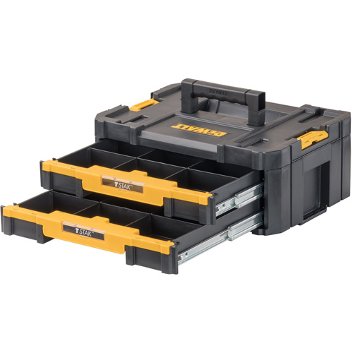 TSTAK&reg; IV Tool Box with Double Shallow Drawers, 16-1/4" x 12-1/4" x 6-3/8", Black Ontario Packaging