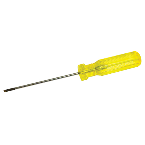 Electrician's Slotted Screwdriver, 1/8" Tip, Round, 7-1/4" L, Plastic Handle Ontario Packaging