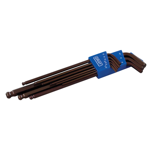 Extra Long Arm Ball Hex Key Set, 9 Pcs., Metric Ontario Packaging