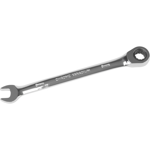 Metric Ratcheting Combination Wrench, 12 Point, 8 mm, Chrome Finish Ontario Packaging
