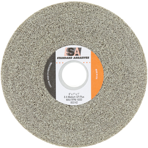 Standard Abrasives General Purpose Plus Wheel, 6" Dia., Medium Grit, Aluminum Oxide Ontario Packaging