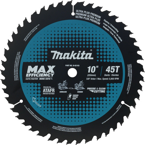 Lame de scie &agrave; onglets, 10", 45 dents, Pour Bois Ontario Packaging