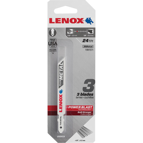 Metal Cutting Jigsaw Blade, Bi-Metal, T-Shank, 3-5/8" L, 6 TPI Ontario Packaging