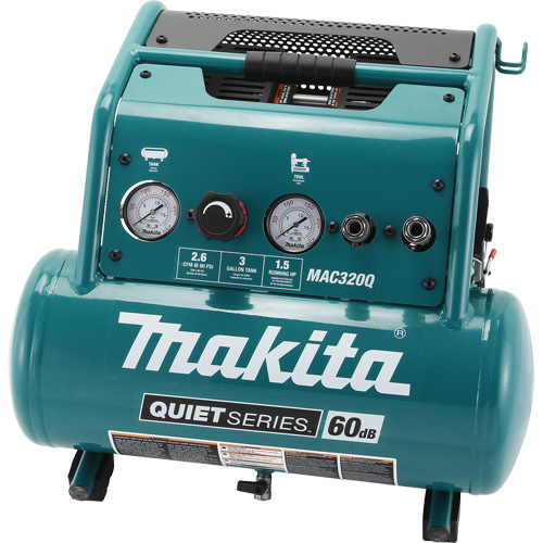 Quiet Series Air Compressor, Electric, 3 Gal (3.6 US Gal), 135 PSI, 120/1 V Ontario Packaging