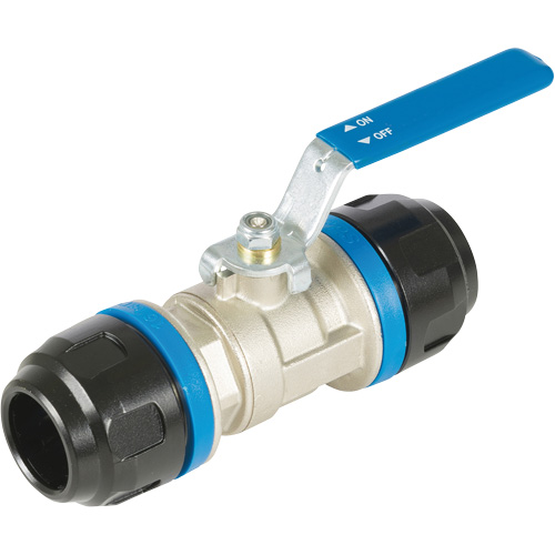 Standard Ball Valve, Aluminum, Manual, 1", Push Ontario Packaging