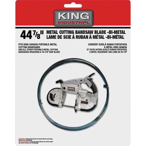 Band Saw Blade, Bi-Metal, 44-7/8" L x 1/2" W x 0.02" Thick, 10-14 TPI Ontario Packaging