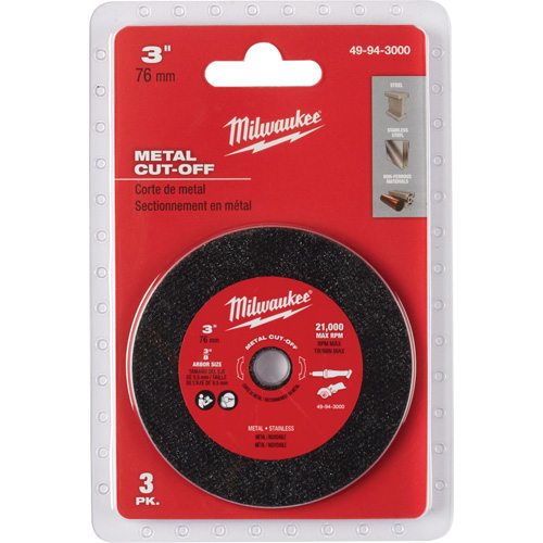 Meule de tronçonnage des m&eacute;taux, 3" x 0,04", Arbre 3/8" Ontario Packaging
