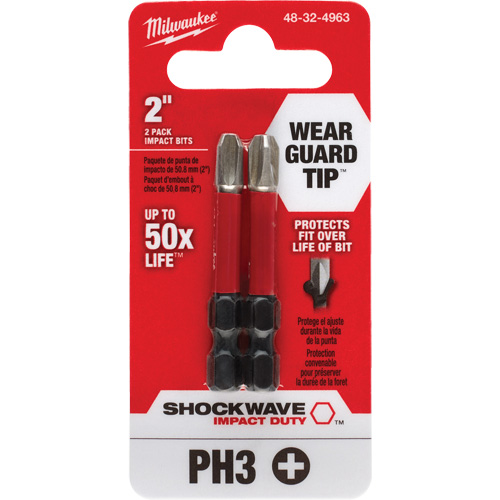 Shockwave Impact Duty Screwdriver Bit, Phillips, #3, 1/4" Drive Ontario Packaging