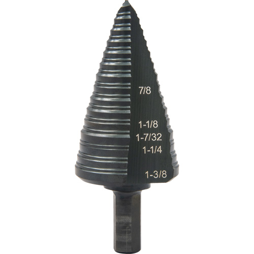 #12 Multi-Hole Step Drill Bit, 7/8" - 1-3/8" , 1/16" Increments, High Speed Steel Ontario Packaging