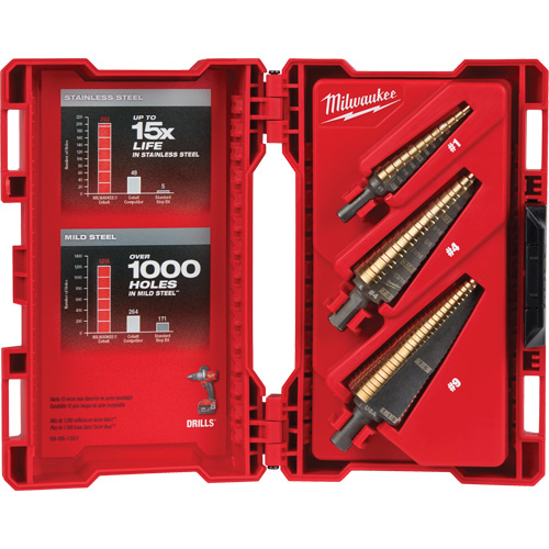 Step Drill Bit Set, 3 Pieces, High Speed Cobalt Ontario Packaging
