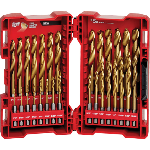 Shockwave Red Helix Drill Bit Set, 29 Pieces, Titanium Ontario Packaging