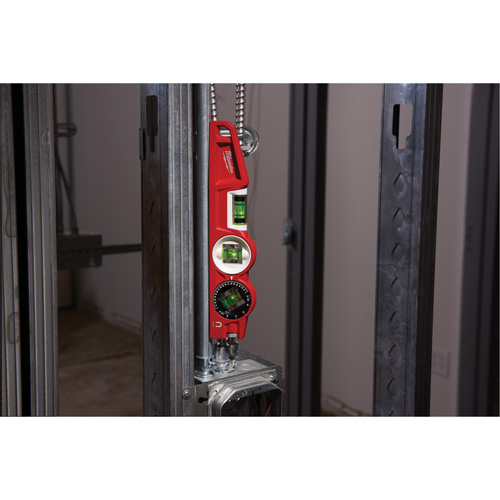 Die Cast Torpedo Level with 360 Degree Locking Vial, 10" L, Aluminum, 3 Vials, Magnetic Ontario Packaging