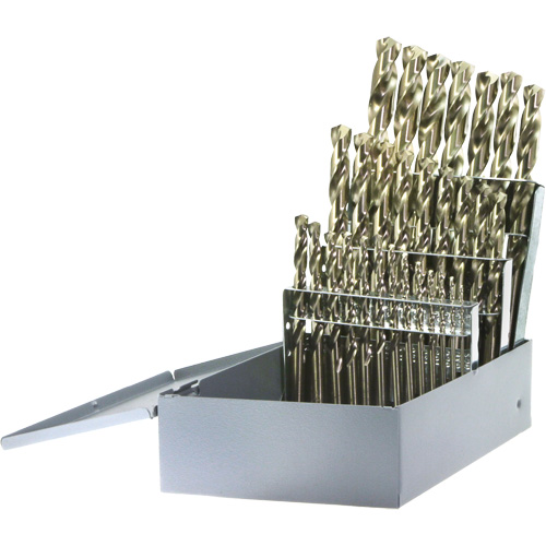 Drillco&reg; Heavy-Duty Jobber Length Drill Bit Set, 29 Pieces, Cobalt Ontario Packaging