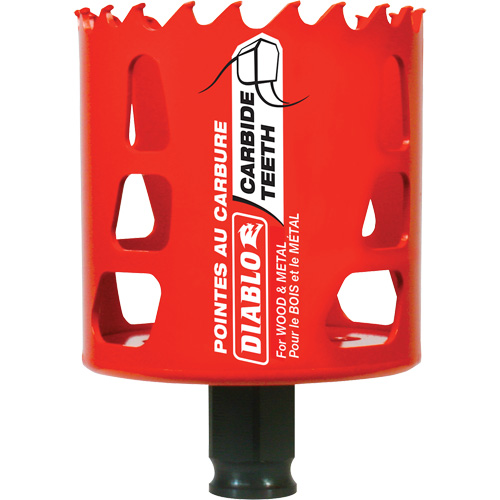 Wood & Metal Hole Saw, 2-9/16", 2-3/8" Depth of Cut, Carbide Ontario Packaging