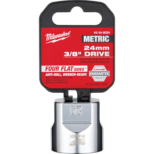 Douille m&eacute;trique avec c&ocirc;t&eacute;s Four Flats, 24 mm, Prise 3/8", 6 pans Ontario Packaging