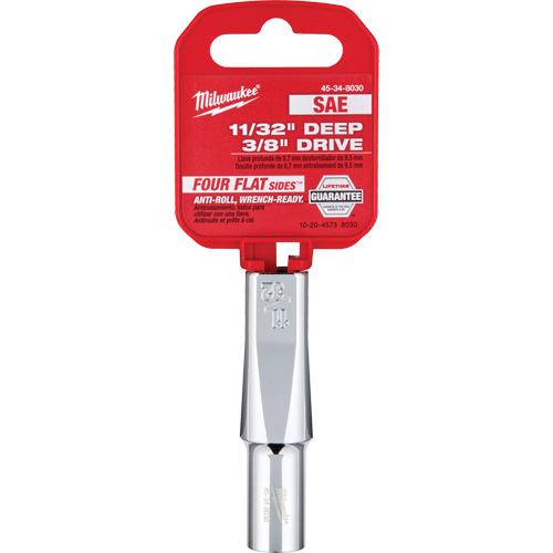 Douille SAE avec c&ocirc;t&eacute;s Four Flats, 11/32", Prise 3/8", 6 pans, Profond Ontario Packaging