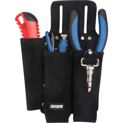 Lineman's Tool Pouch, Multiple Tool Holder, Leather, 3 Pockets Ontario Packaging