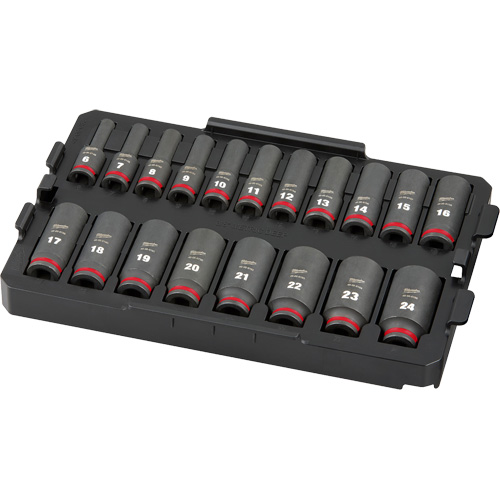 Shockwave Impact Duty Packout Socket Set, 19 Pcs, Impact, 3/8" Drive Size, Deep Ontario Packaging