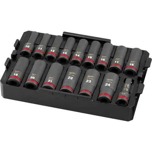 Jeu de douilles profondes 3/8" Shockwave Impact Duty Packout, 16 Mcx, Chocs, Prise de 1/2", Profond Ontario Packaging