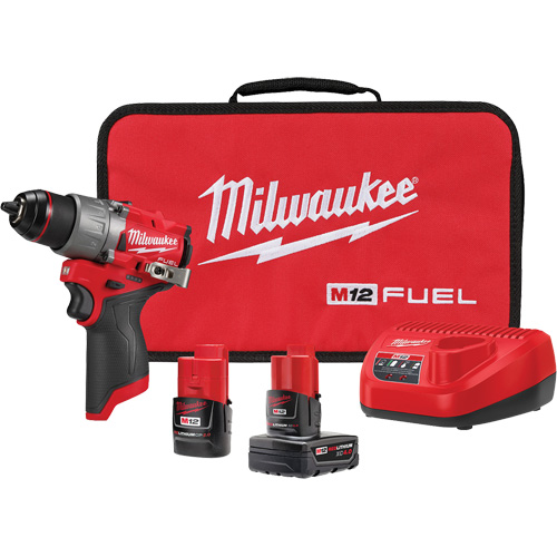M12 Fuel Drill/Driver Kit, Lithium-Ion, 12 V, 1/2" Chuck, 400 in-lbs Torque Ontario Packaging