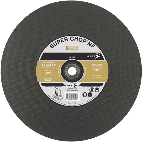 A30NF Super Chop Cut-Off Wheel, 14" x 3/32", 1" Arbor, Type 1, 4400 RPM Ontario Packaging