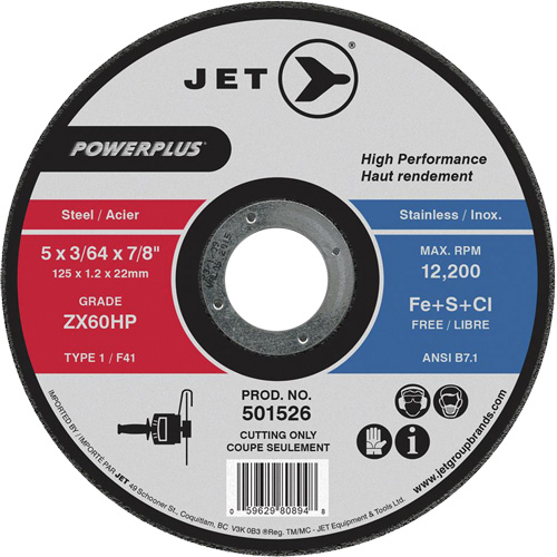 ZX46HP PowerPlus Cut-Off Wheel, 7" x 1/16", 7/8" Arbor, Type 1, 8500 RPM Ontario Packaging