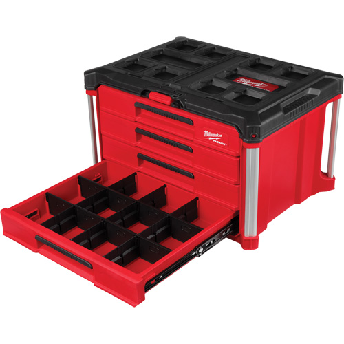 PackOut 4-Drawer Tool Box, 16-3/10" x 22-1/5" x 14-3/10", Red Ontario Packaging