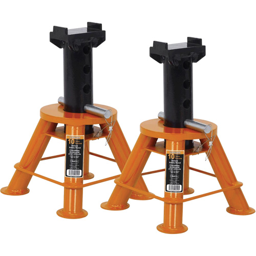 Low Profile Jack Stands, Locking Pin, 10 Tons Capacity, 17-1/3" - 11-1/8" H Ontario Packaging
