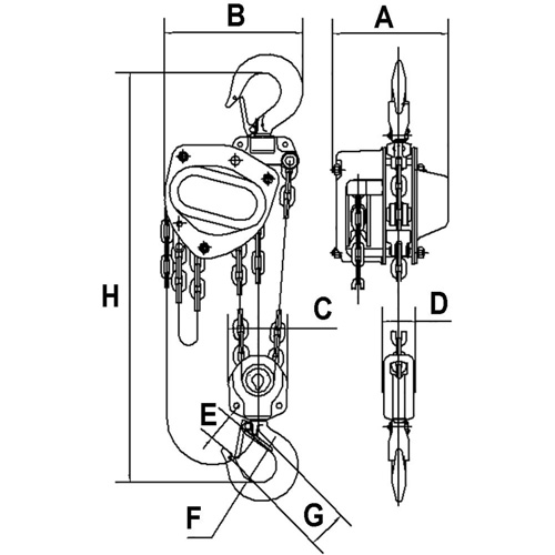 KCH Series Chain Hoists, 20' Lift, 6600 lbs. (3 tons) Capacity, Alloy Steel Chain Ontario Packaging
