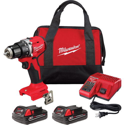 M18 Compact Brushless Drill/ Driver Kit, Lithium-Ion, 18 V, 1/2" Chuck, 550 in-lbs Torque Ontario Packaging