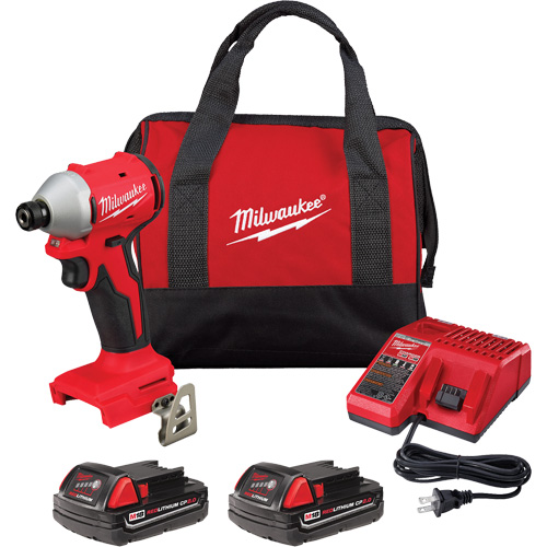 Ensemble tournevis &agrave; chocs hexagonaux compacts &agrave; 3 vitesses sans balai M18, Lithium-ion, 18 V, Mandrin 1/4", Couple 1700 lb-po Ontario Packaging