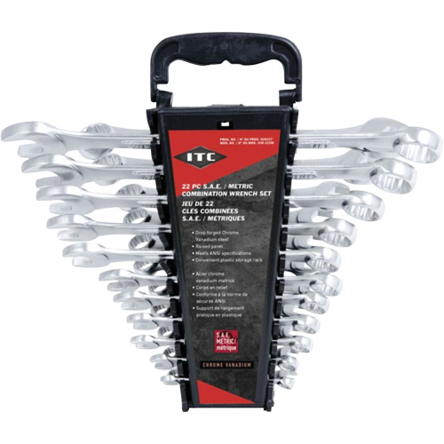 ICW-22SM Wrench Set, Combination, 22 Pieces, Imperial and Metric Ontario Packaging