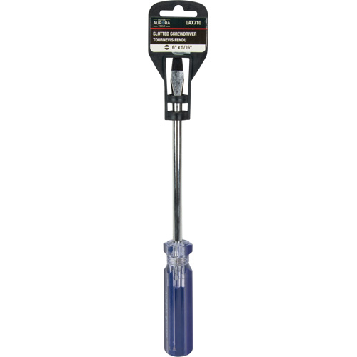 Tournevis &agrave; fente bleu transparent avec bandes, Tige de 5/16", Ronde, Prise en Plastique Ontario Packaging