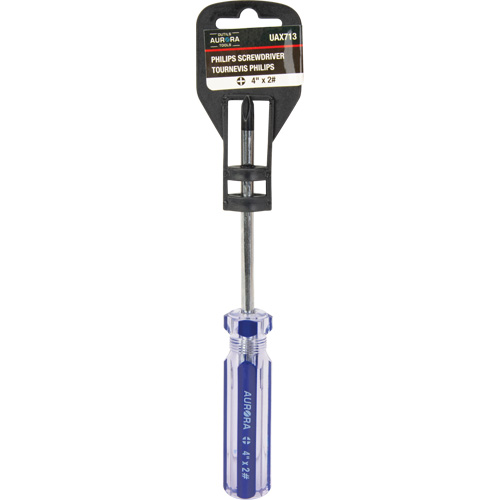 Blue Transparent Striped Philips Screwdriver, #2, Plastic Handle Ontario Packaging