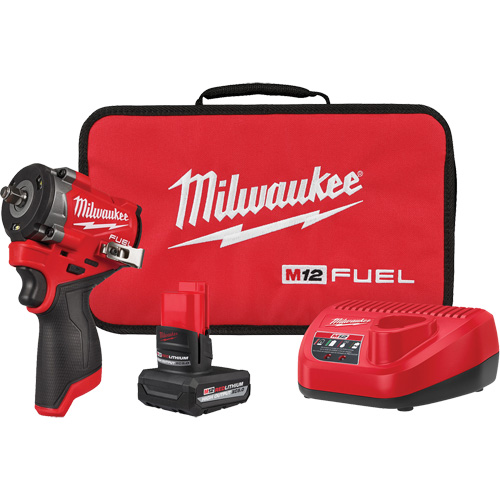 Fuel Stubby Impact Wrench Kit, 12 V, 3/8" Socket Ontario Packaging