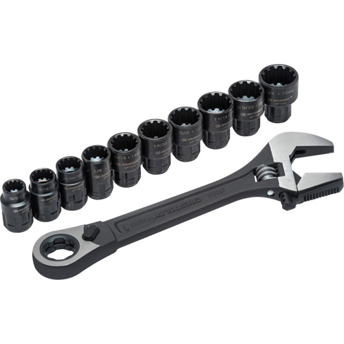 Ensemble de cannelure & cl&eacute; ajustable Pass-Thru X6 11 mcx, 13" lo, la max. 2-27/50", Phosphate noir Ontario Packaging