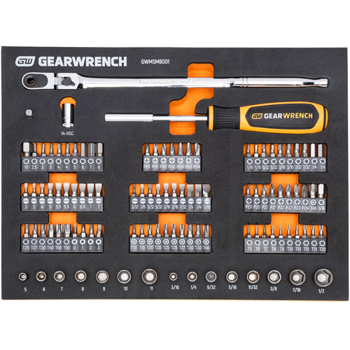 Jeu d'outils &agrave; t&ecirc;te &eacute;troite pour m&eacute;canicien dans un plateau de rangement en mousse Ontario Packaging