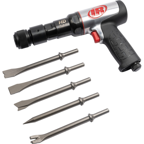 5-Piece Heavy-Duty Air Hammer with Chisel Set, 2.66 CFM, 1/4" NPT, 2600 BPM, 3/4" x 3" (19mm x 76mm) Ontario Packaging