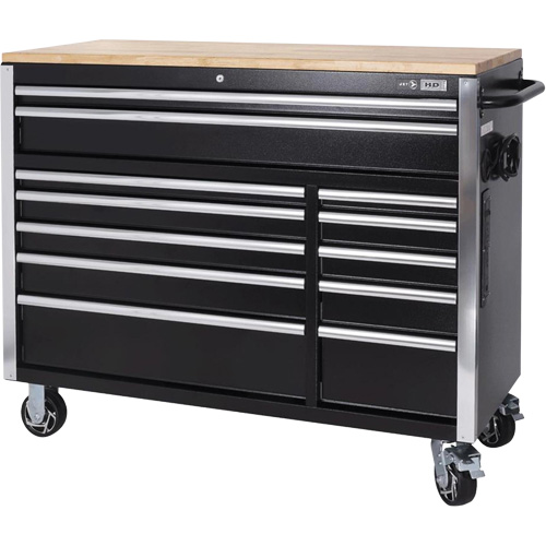 HDRC5212 HD Series Roller Cabinet, 12 Drawers, 51-1/4" W x 21" D x 40-3/10" H, Black Ontario Packaging