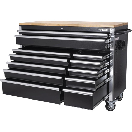 HDRC5212 HD Series Roller Cabinet, 12 Drawers, 51-1/4" W x 21" D x 40-3/10" H, Black Ontario Packaging