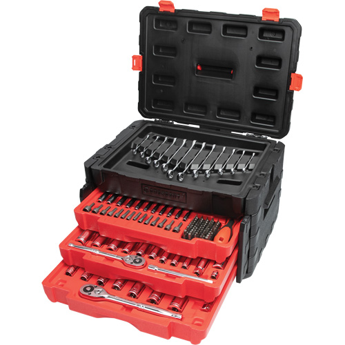 1/4", 3/8" & 1/2" Mechanics Hand Tool Set with 3-Drawer Storage Case Ontario Packaging