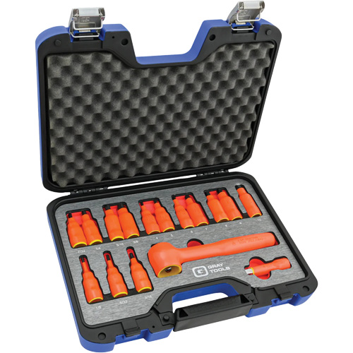 3/8" Drive SAE & Metric Hex Bit Insulated Socket and Attachment Set, 1000 V, 16 Pcs Ontario Packaging