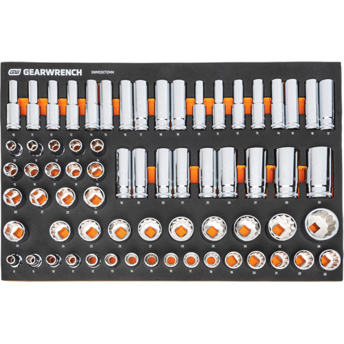 Jeu d'outils m&eacute;triques pour m&eacute;canicien MEGAMOD dans des plateaux en mousse modulaire avec armoire roulante &agrave; outils, 358 morcea Ontario Packaging
